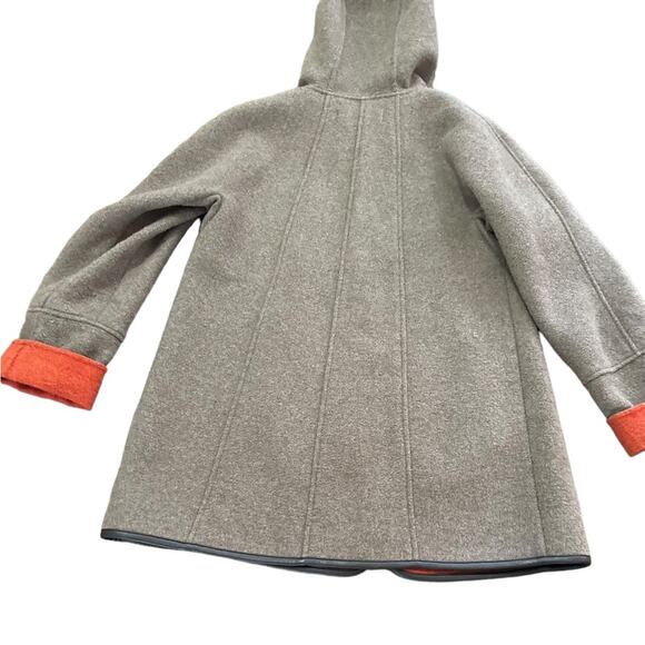 Ellen Tracy Wool Blend Hooded Car Coat Gray with Orange Lining Size 4 - Picture 7 of 12